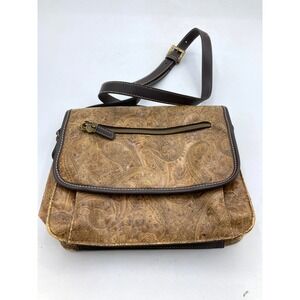 Relic Brown‎ Paisley Embossed Faux Leather Lined Crossbody Bag